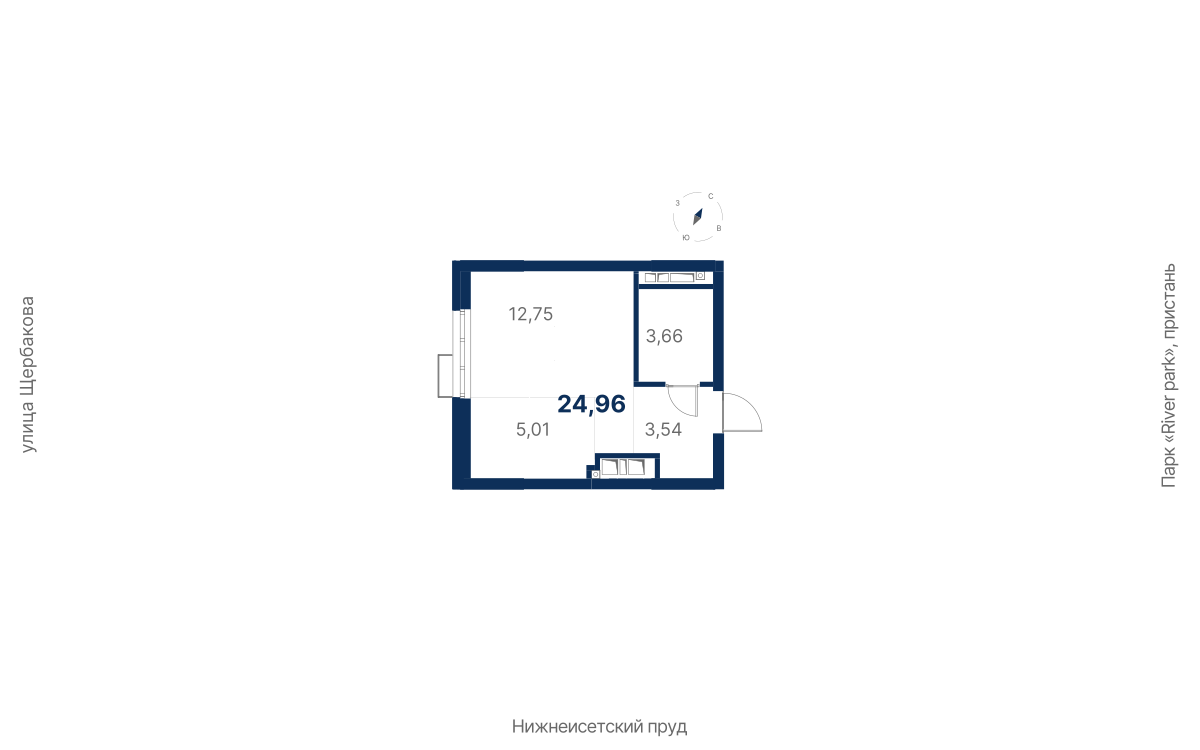 Купить студию № 3.23.12 | Жилой комплекс «Атлас Ривер» | цена 3 780 479 ₽ |  Атлас Девелопмент